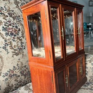 Elegant Wooden Jewelry Display Cabinet Vintage
